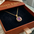 Collier Carré Pavé Violet Améthyste | Or