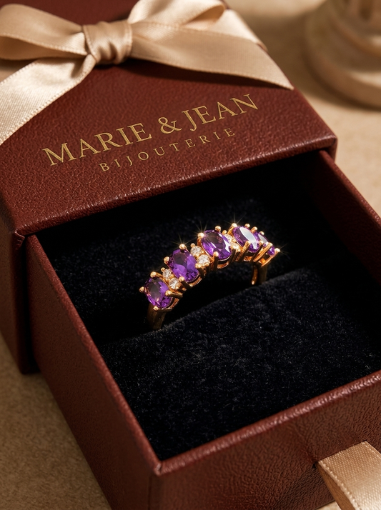 Bague Crête Violet Orlina | Or Rose