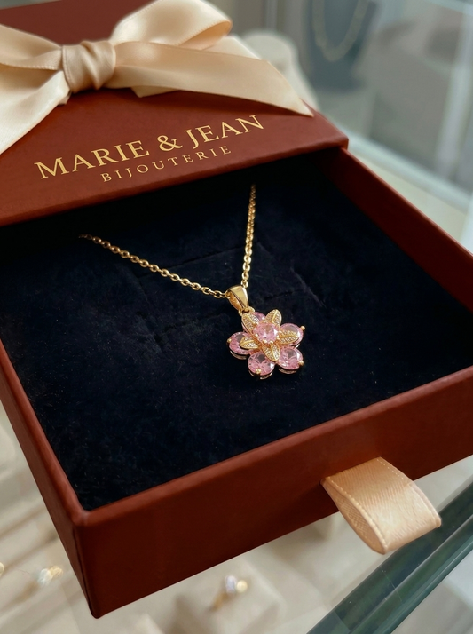 Collier Fleur Rose Amorea | Or