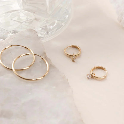 Boucles d'Oreilles Créoles Pierre Larmes de Lune | Or