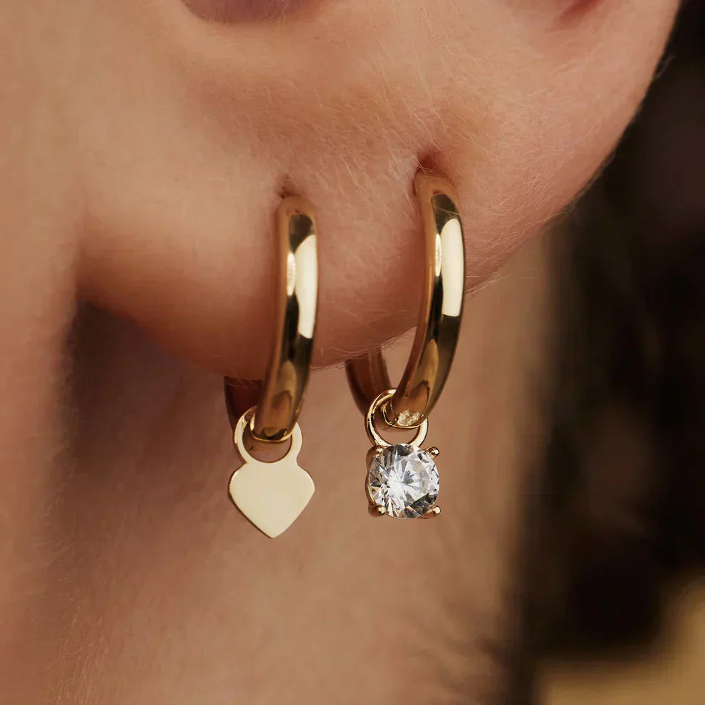 Boucles d'Oreilles Créoles Pierre Larmes de Lune | Or