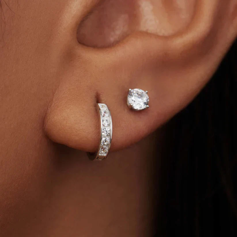 Parure Boucles d'Oreilles Pierre Dara Brillane | Or Blanc