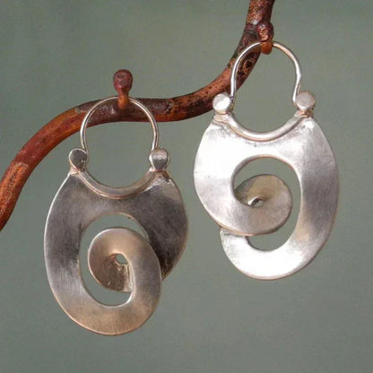 Boucles d'Oreilles Forme Irrégulière Antique | Or Blanc