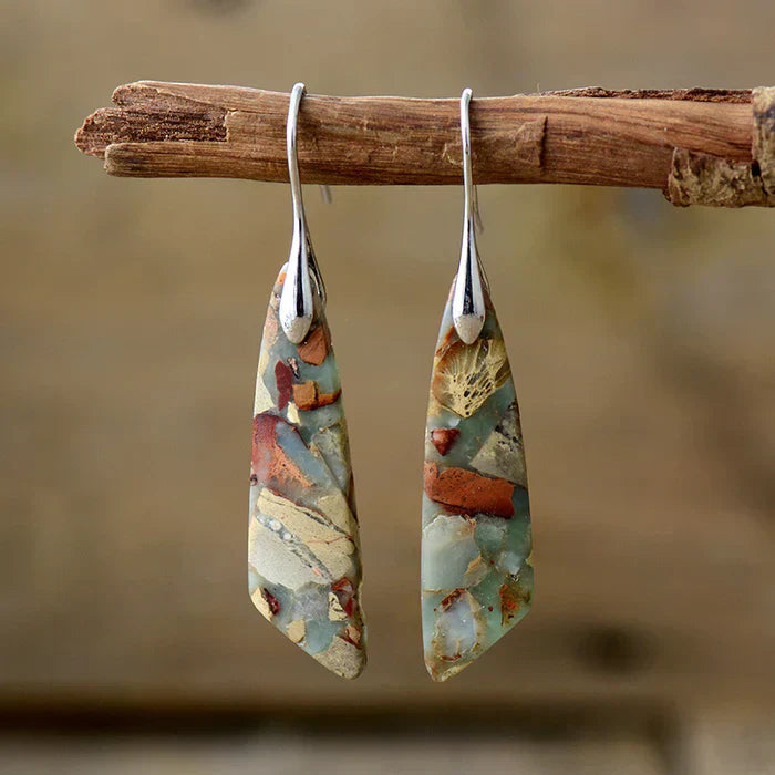 Boucles d'Oreilles Pierre Naturelle Antique | Or