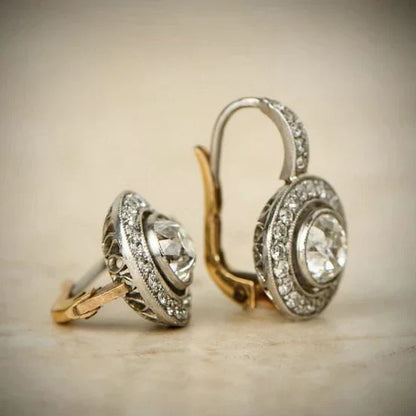 Boucles d'Oreilles Argentées Vintage avec Zircone | Or Mixte