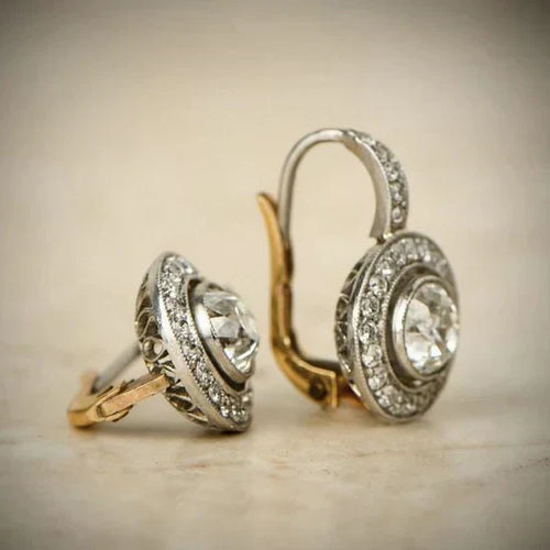 Boucles d'Oreilles Argentées Vintage avec Zircone | Or Mixte