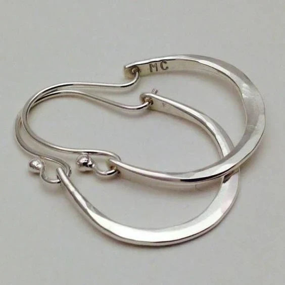 Boucles d'Oreilles Créoles Halo Lunaire | Or Blanc
