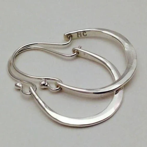 Boucles d'Oreilles Créoles Halo Lunaire | Or Blanc