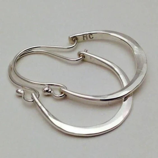 Boucles d'Oreilles Créoles Halo Lunaire | Or Blanc