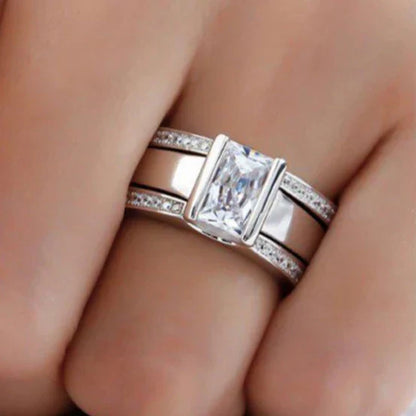 Bague Verre Incrusté Antique | Or Blanc