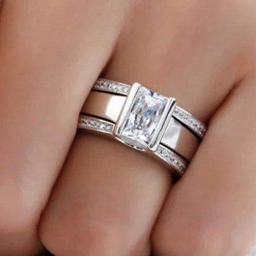 Bague Verre Incrusté Antique | Or Blanc