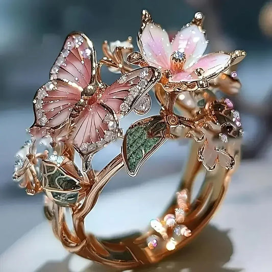 Bague Zircone Papillon Lumineux Nature | Or
