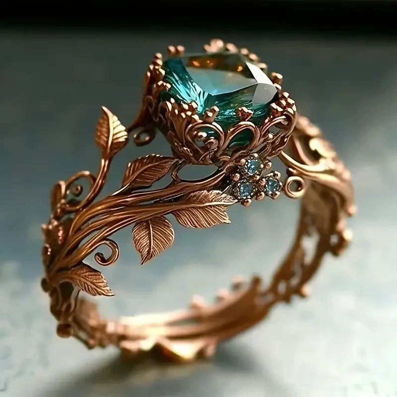 Bague Cristal Lumière Forêt | Or Rose