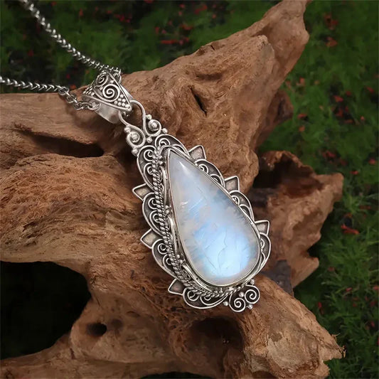 Collier Pendentif Pierre de Lune Antique | Or
