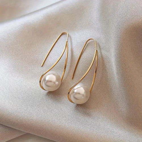 Boucles d'Oreilles Pendantes Perle Élégante | Or