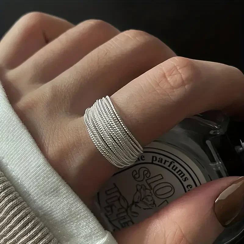 Bague Multicouches Voile de Lune | Or Blanc