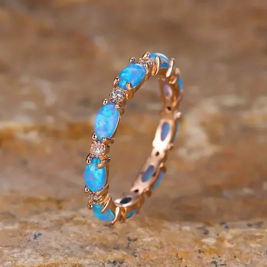 Bague Opale Bleue Élégante | Or