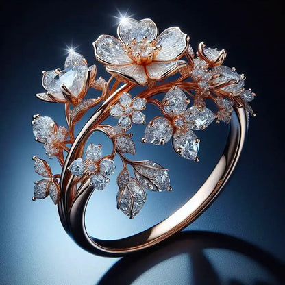 Bague Floraison Radieuse Brillante | Or Rose