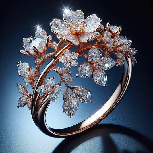 Bague Floraison Radieuse Brillante | Or Rose