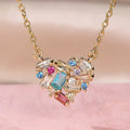 Collier Cœur Scintillant Coloré | Or