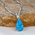 Collier Larme Azur Opalescent | Or Blanc