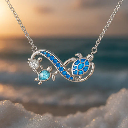 Collier Double Tortue Argentée | Or Blanc