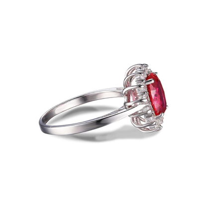Bague Halo Rubis Classique | Or Blanc