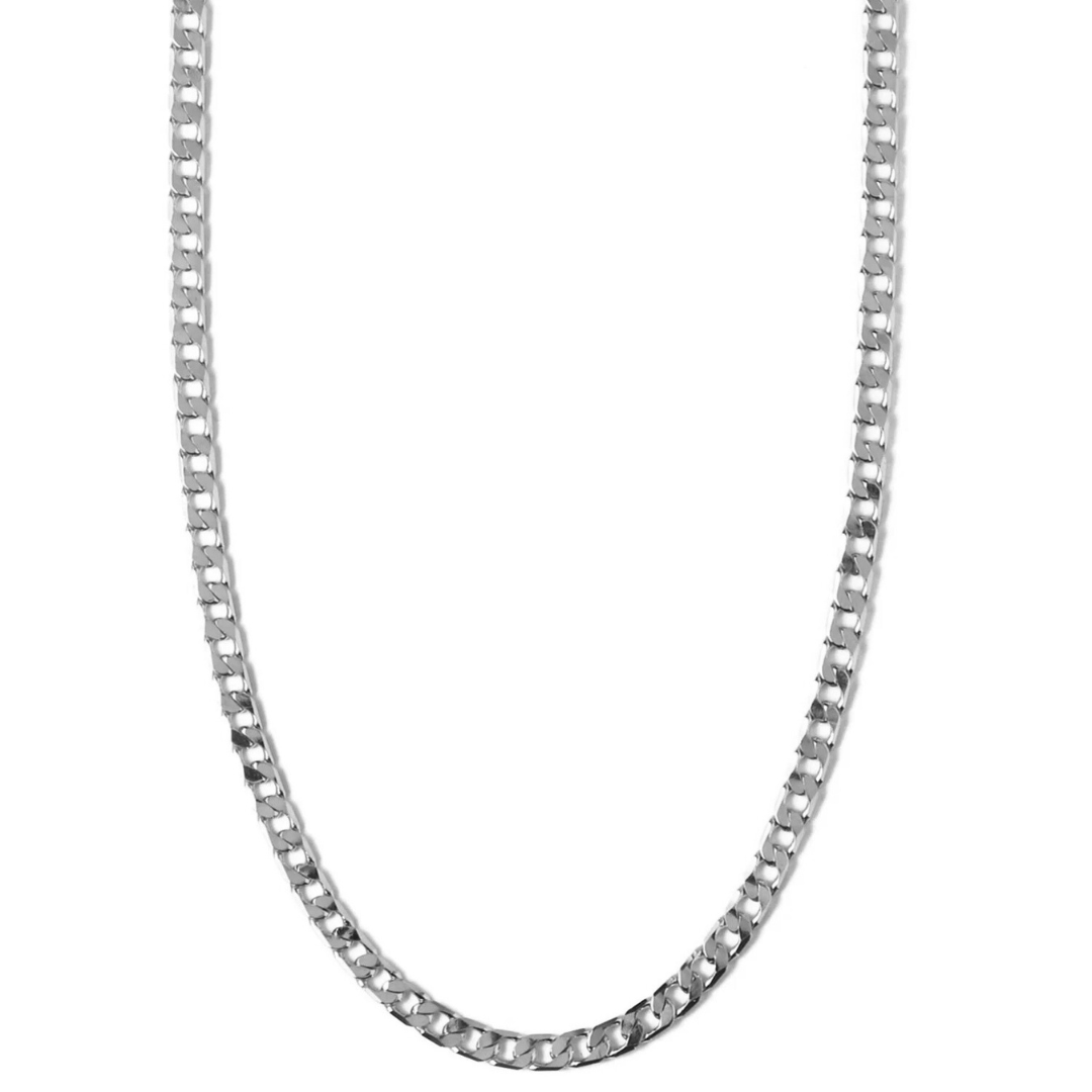 Collier Chaîne Gourmette Plate | Or Blanc