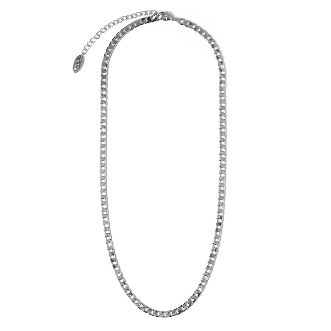 Collier Chaîne Gourmette Plate | Or Blanc