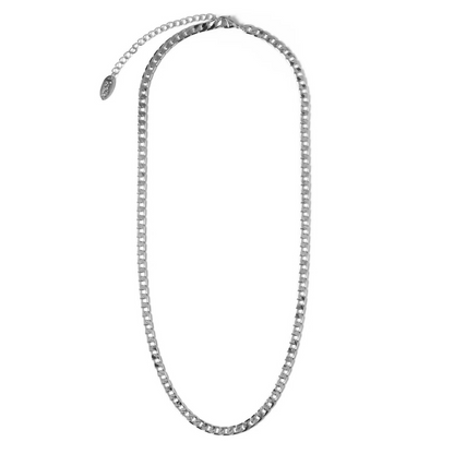 Collier Chaîne Gourmette Plate | Or Blanc