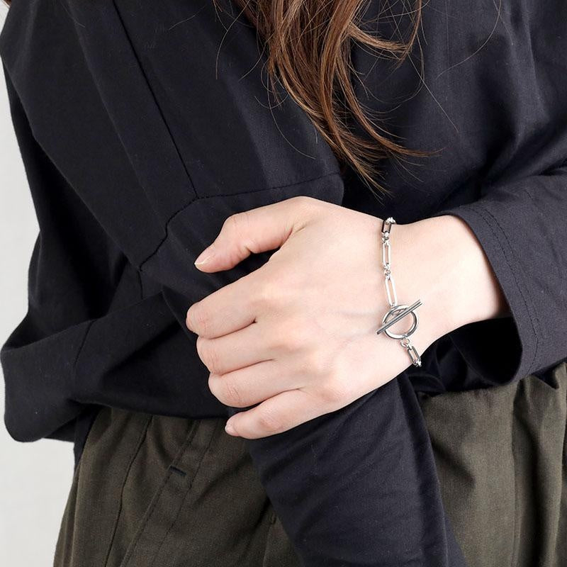 Bracelet Maille T-Bar | Or Blanc