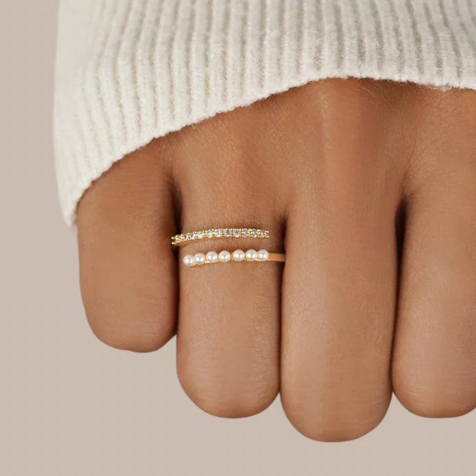 Bague Ouverte Cristal Perle Virelle | Or