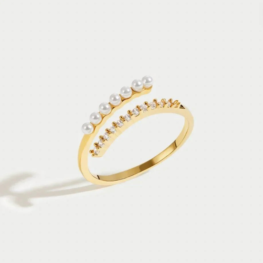 Bague Ouverte Cristal Perle Virelle | Or